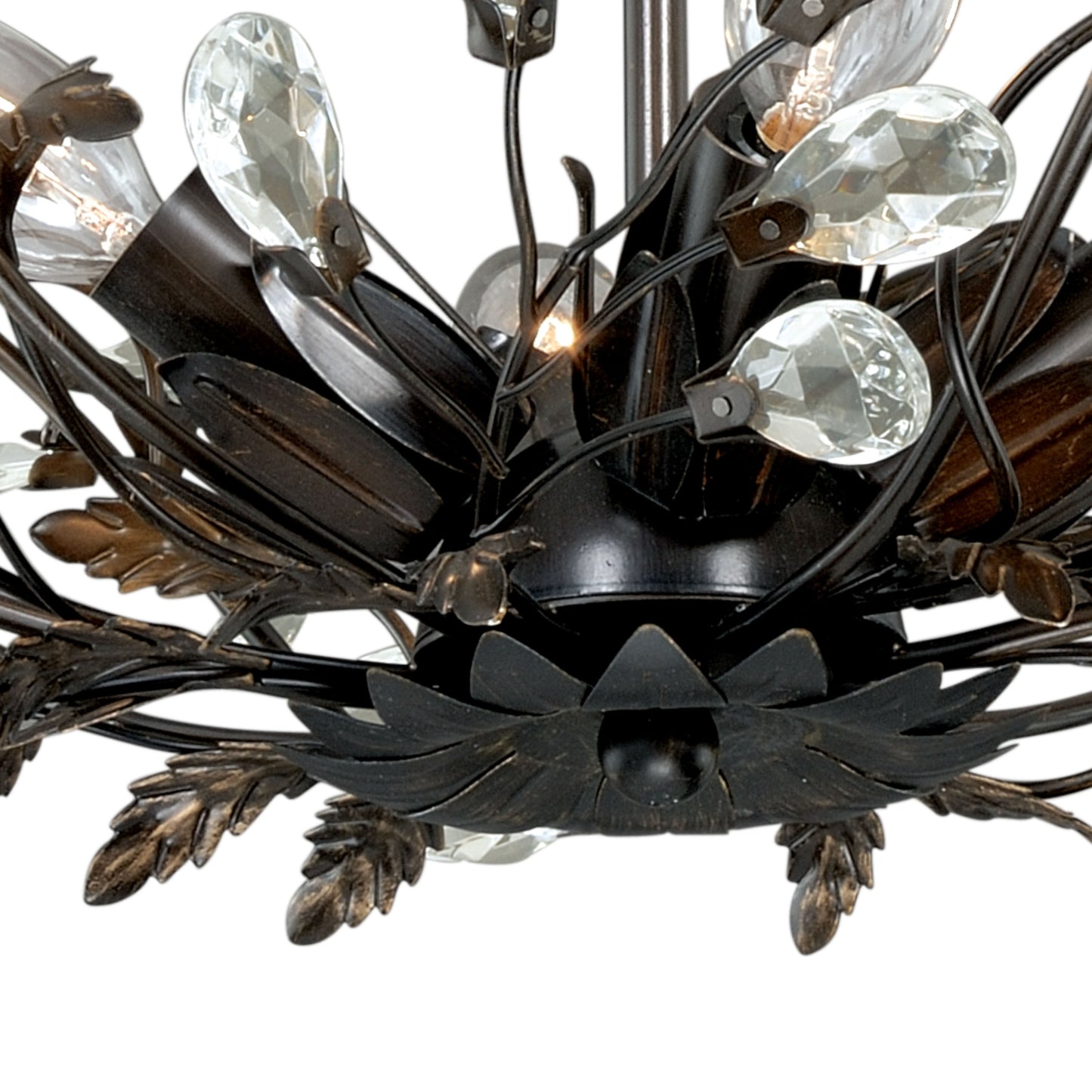 Vaxcel Jardin 19" 4-Light W Crystal Bronze Vintage Vine Semi-Flush Mount Ceiling Light