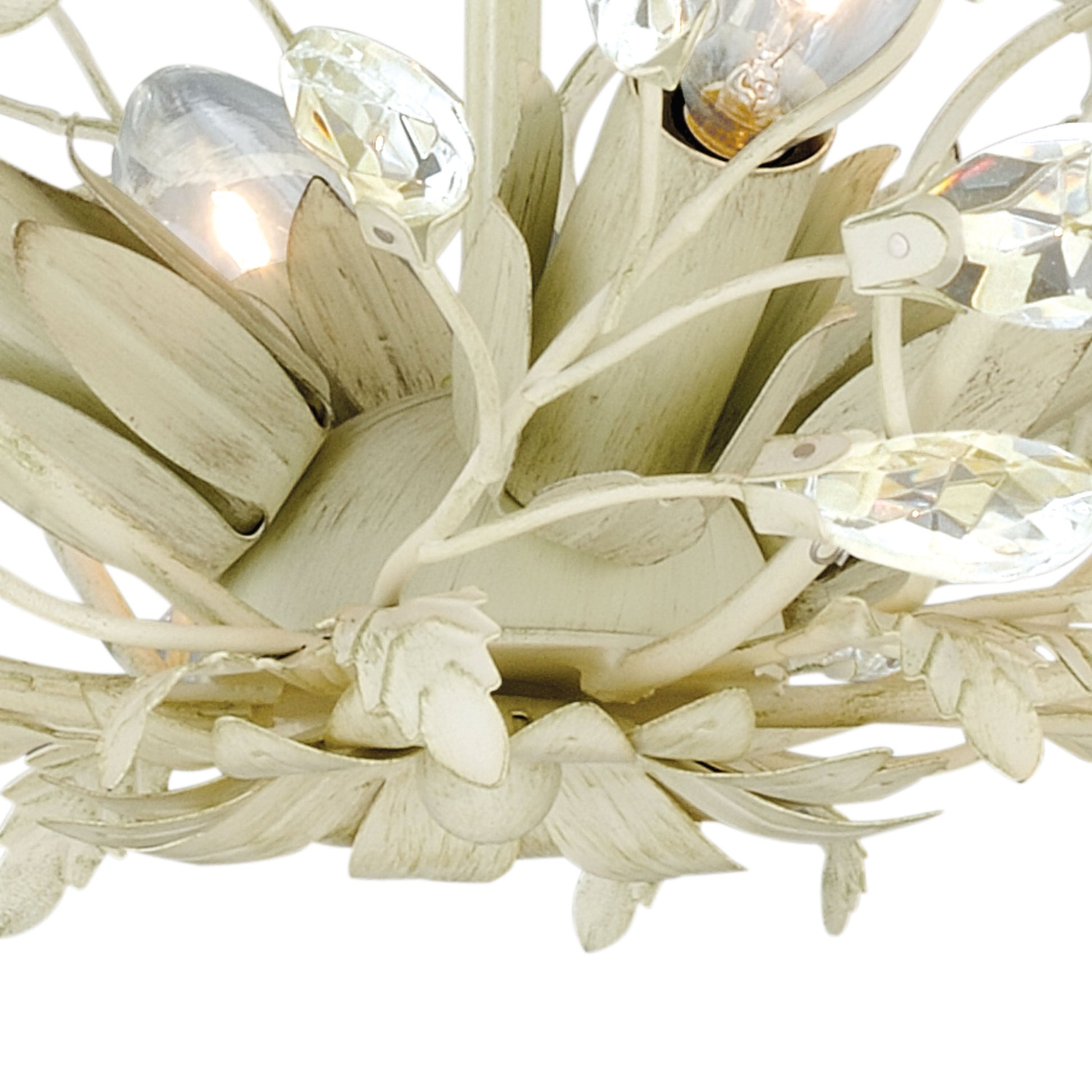 Vaxcel Jardin 19" 4-Light W Crystal Cream Vintage Vine Semi Flush Mount Ceiling Light