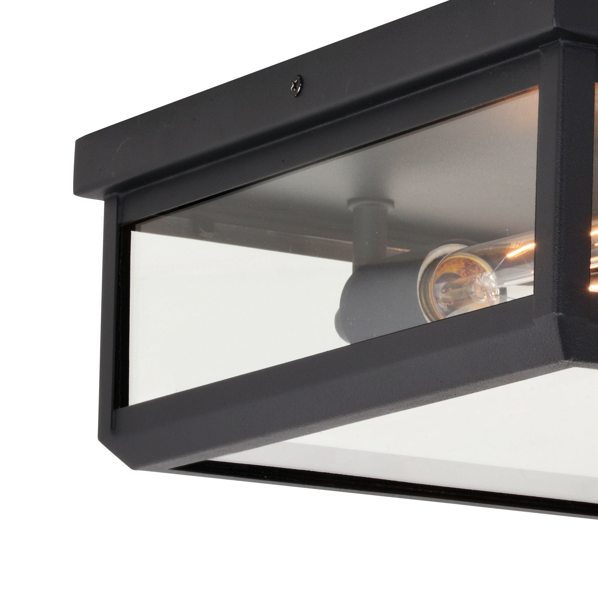 Vaxcel Kinzie Black Outdoor Square Flush Mount Ceiling Light with Clear Glass