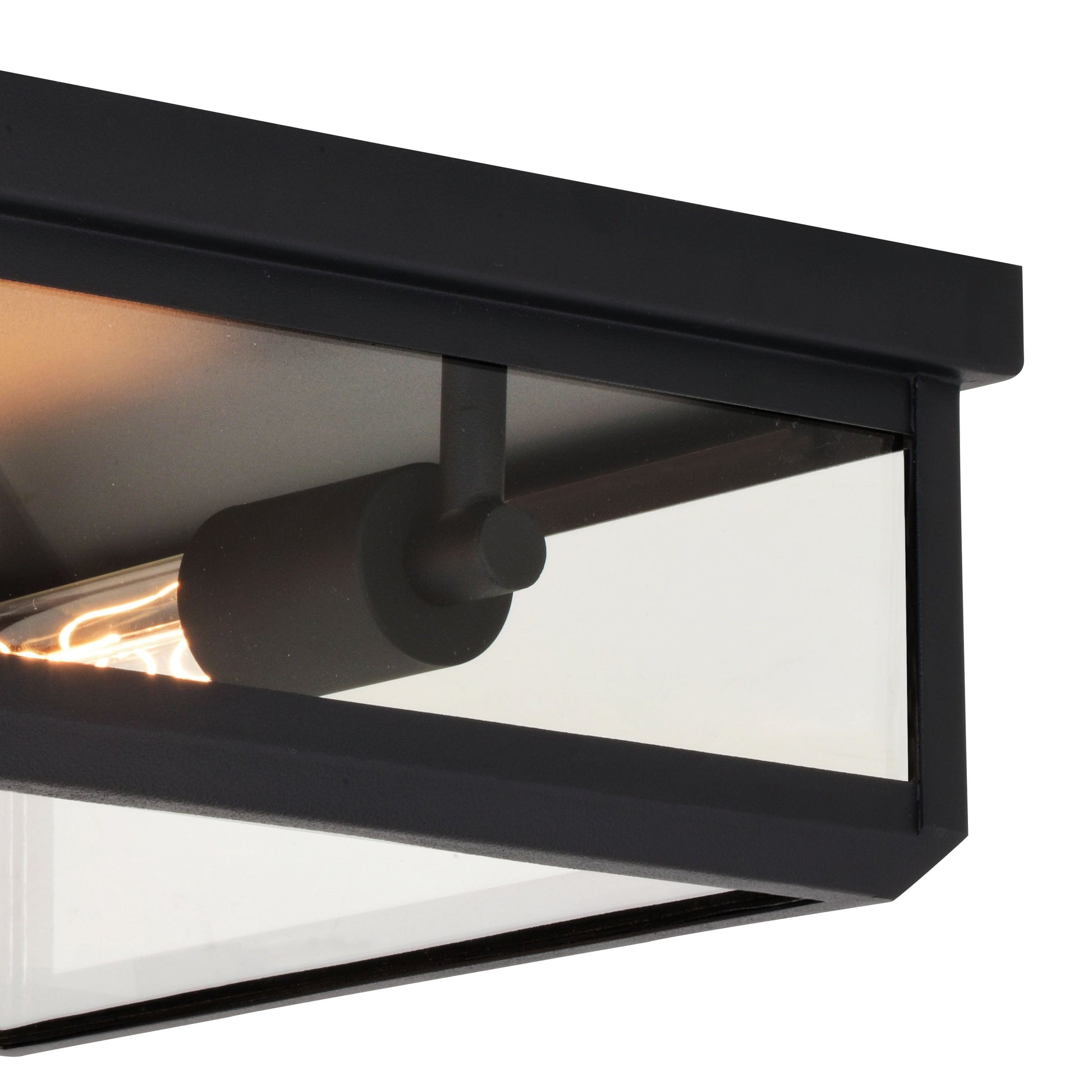 Vaxcel Kinzie Black Outdoor Square Flush Mount Ceiling Light with Clear Glass