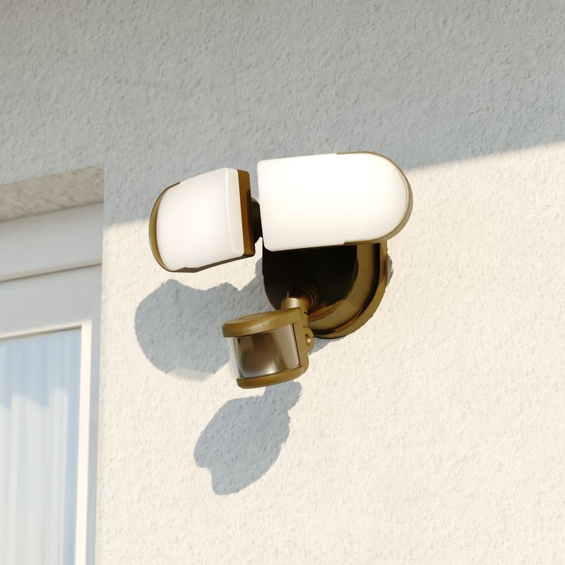 Vaxcel Lambda 2 Light LED Outdoor Motion Sensor Linkable Flood Light Bronze