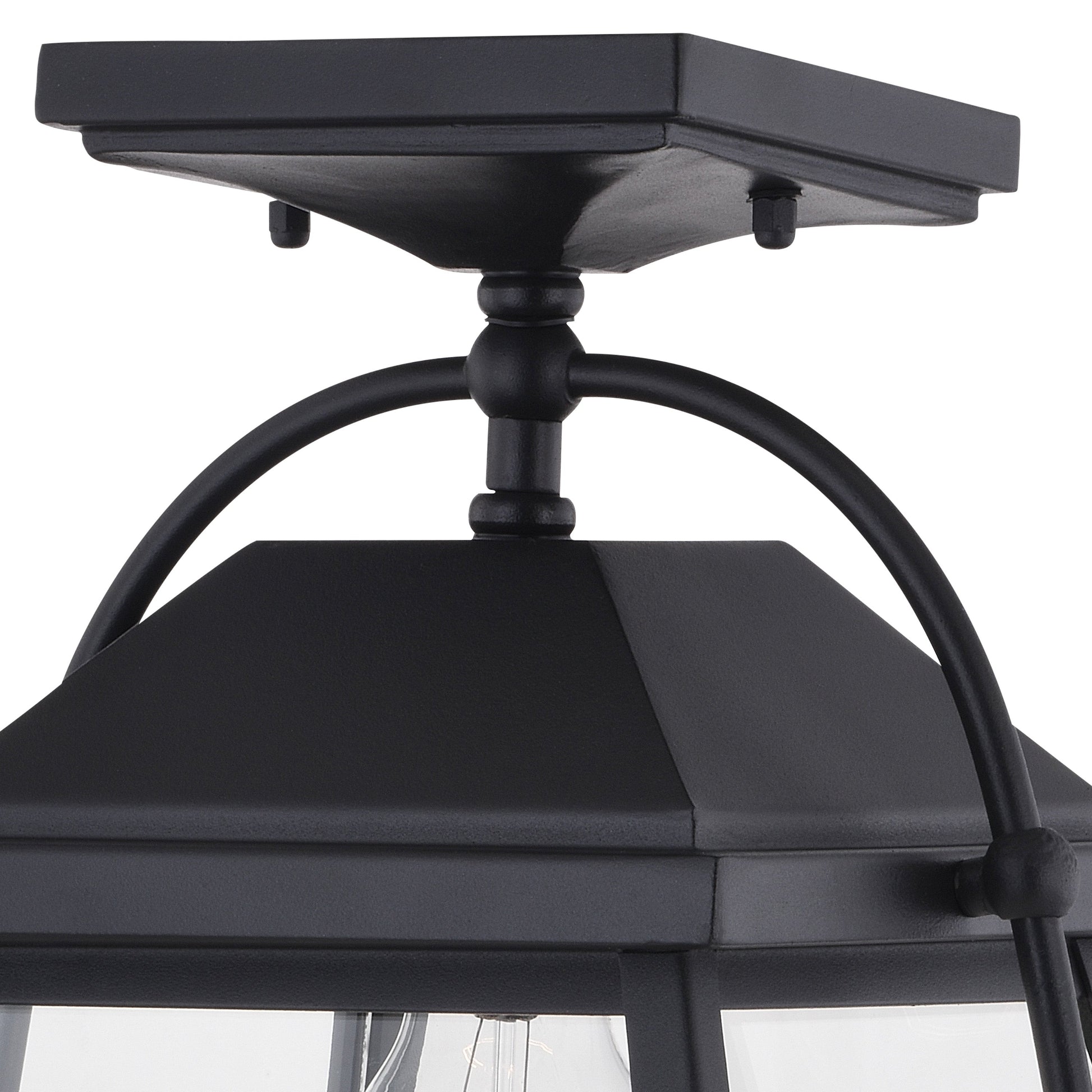 Vaxcel Lexington Black Outdoor Flush Mount Ceiling Light Lantern Clear Glass