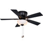 Vaxcel Lisbon 42" Black and Hickory Flush Mount Hugger Ceiling Fan with LED Light Kit and Pull Chain