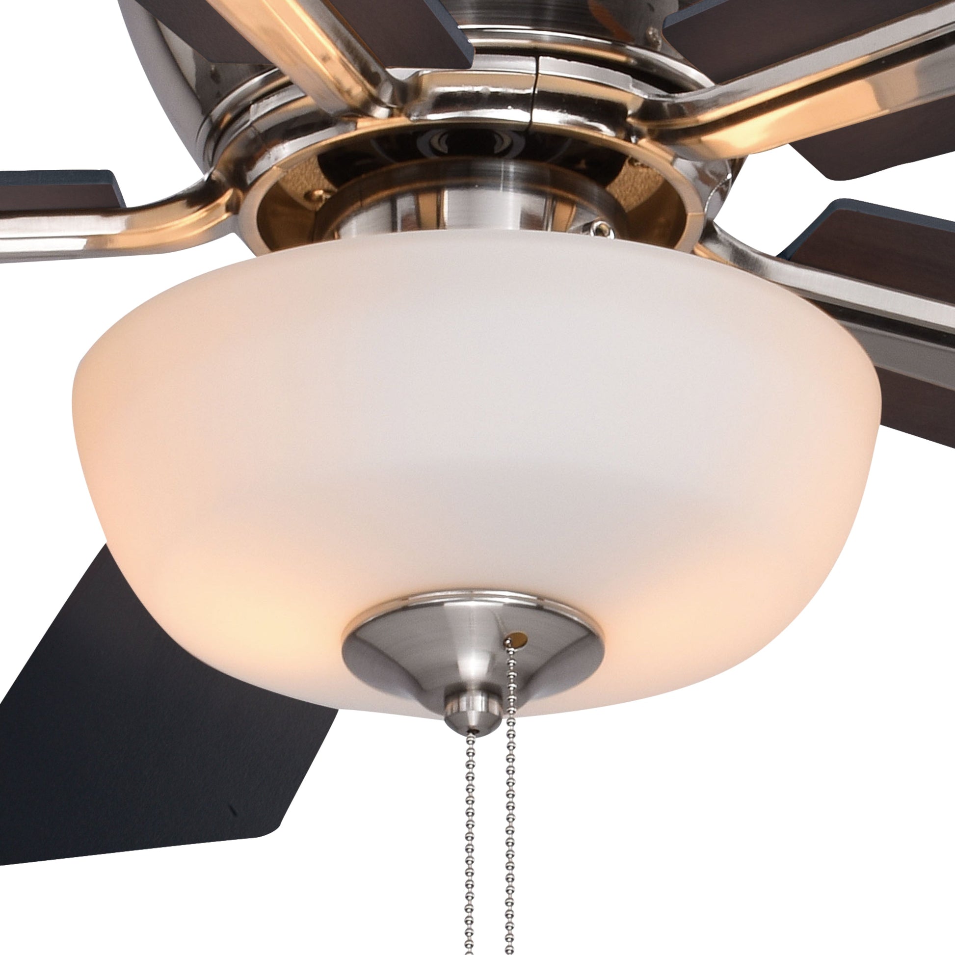 Vaxcel Lisbon 42" Nickel and Black Flush Mount Hugger Ceiling Fan with LED Light Kit and Pull Chain