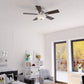 Vaxcel Lisbon 42" Nickel and Black Flush Mount Hugger Ceiling Fan with LED Light Kit and Pull Chain