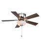 Vaxcel Lisbon 42" Nickel and Black Flush Mount Hugger Ceiling Fan with LED Light Kit and Pull Chain