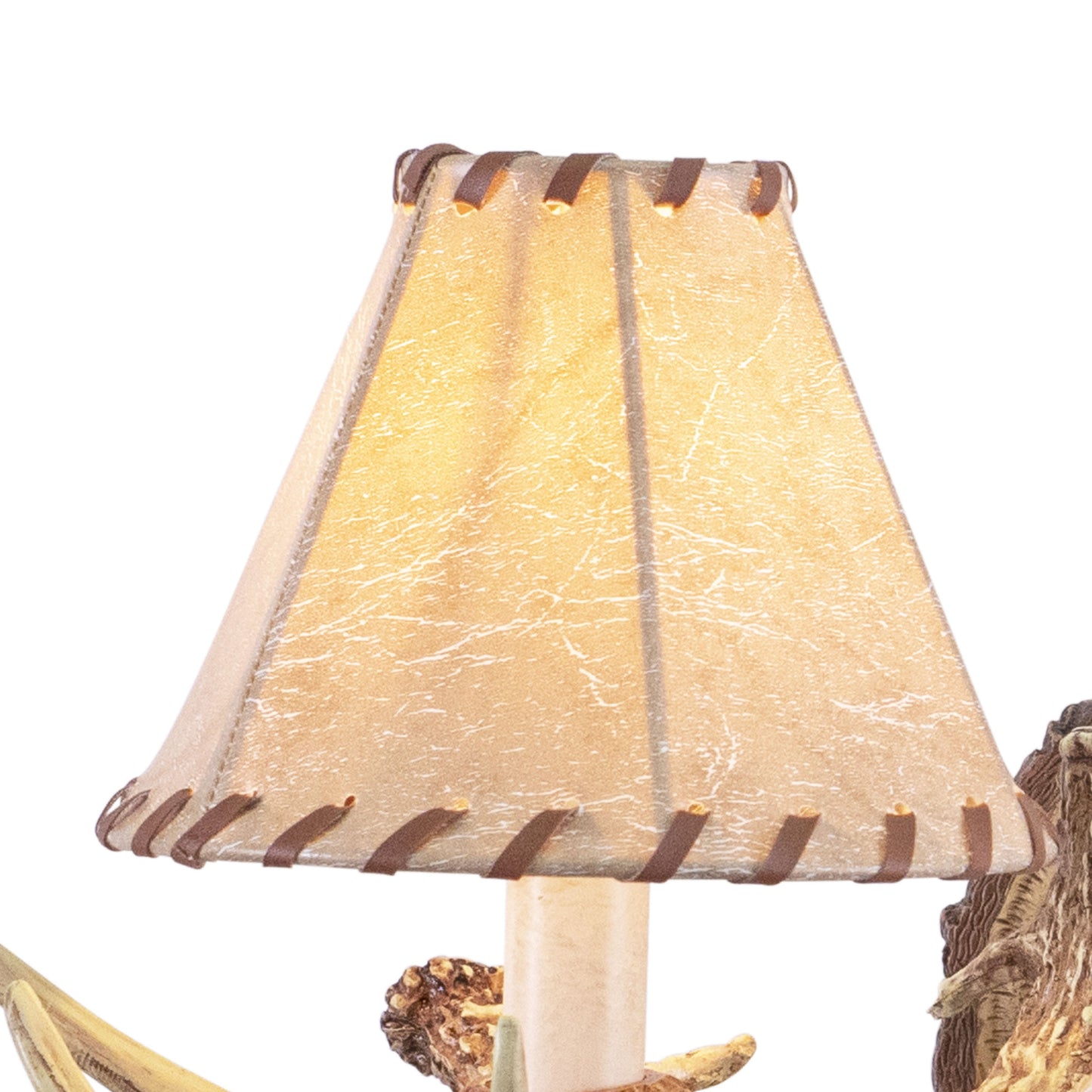 Vaxcel Lodge 2-Light Rustic Wood Antler Armed Wall Sconce Faux Leather Shade