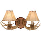 Vaxcel Lodge 2-Light Rustic Wood Antler Armed Wall Sconce Faux Leather Shade