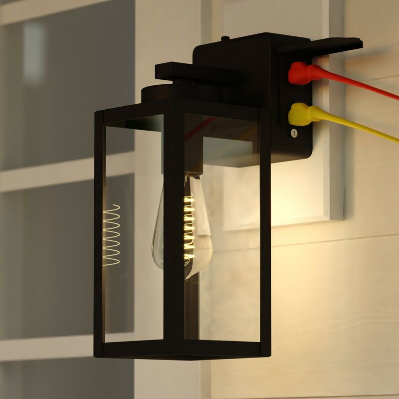 Vaxcel Lombard 5-in. Outdoor Wall Light with GFCI Outlet Textured Black