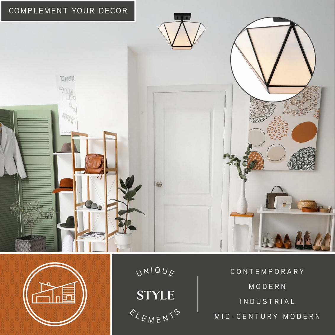 Vaxcel Marion 13-in. 2 Light Semi-Flush Mount Mystic Gold