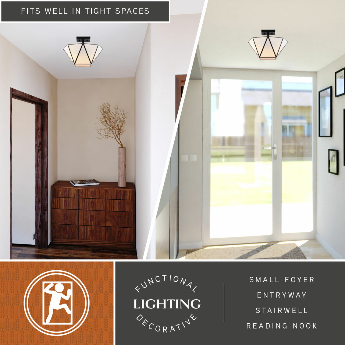 Vaxcel Marion 13-in. 2 Light Semi-Flush Mount Mystic Gold
