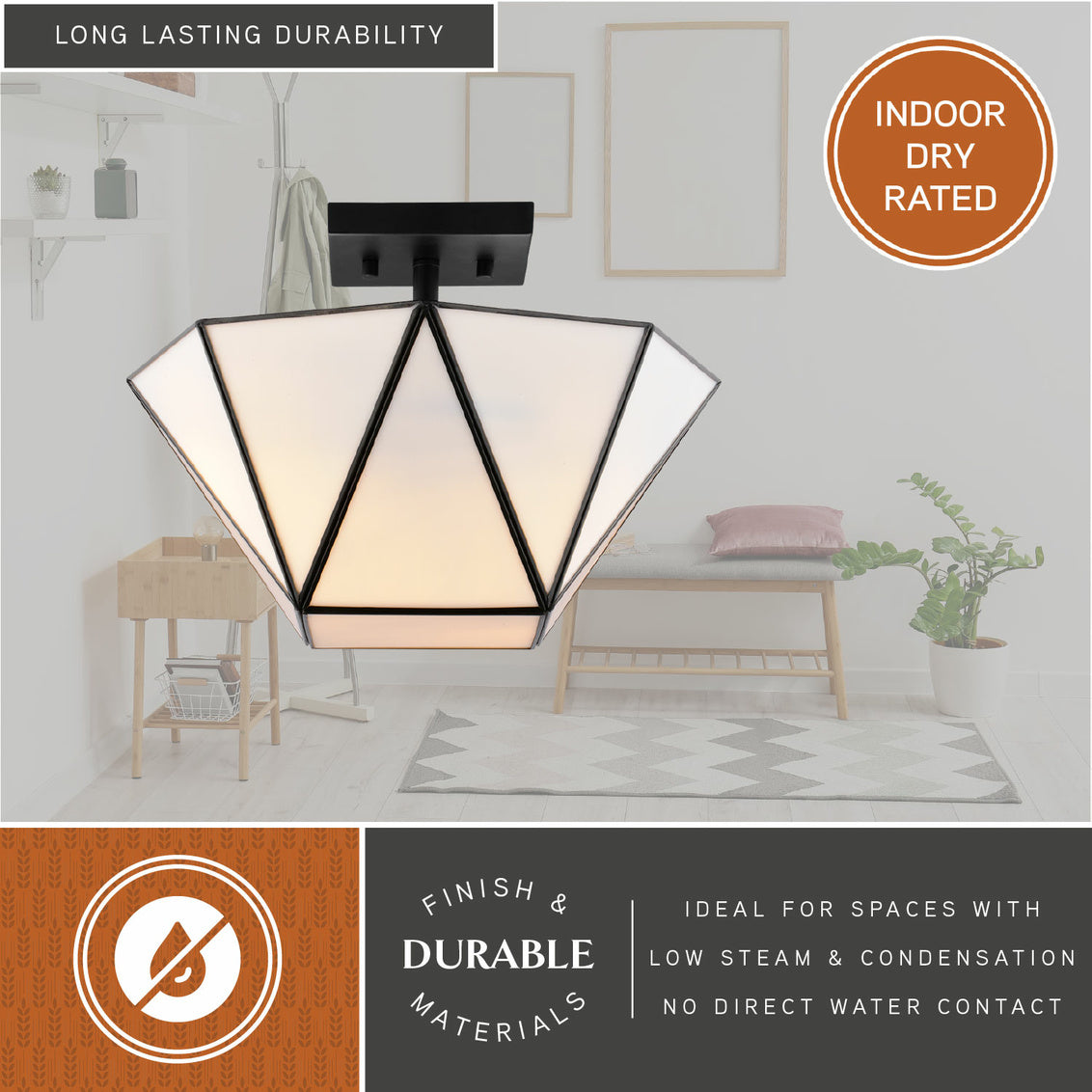 Vaxcel Marion 13-in. 2 Light Semi-Flush Mount Mystic Gold
