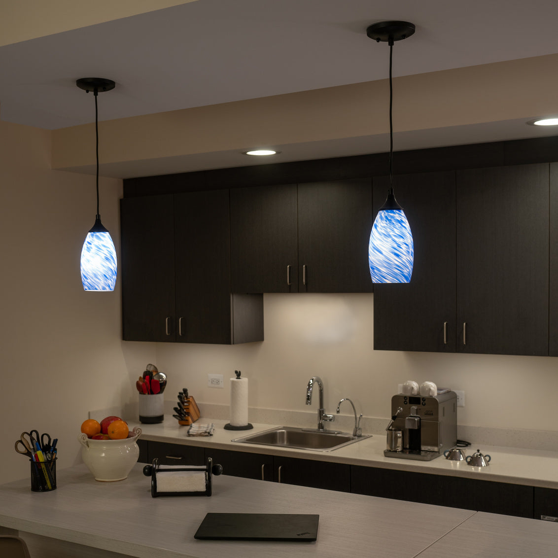 Vaxcel Milano 4.75-in. Mini Pendant Azzura Glass Matte Black