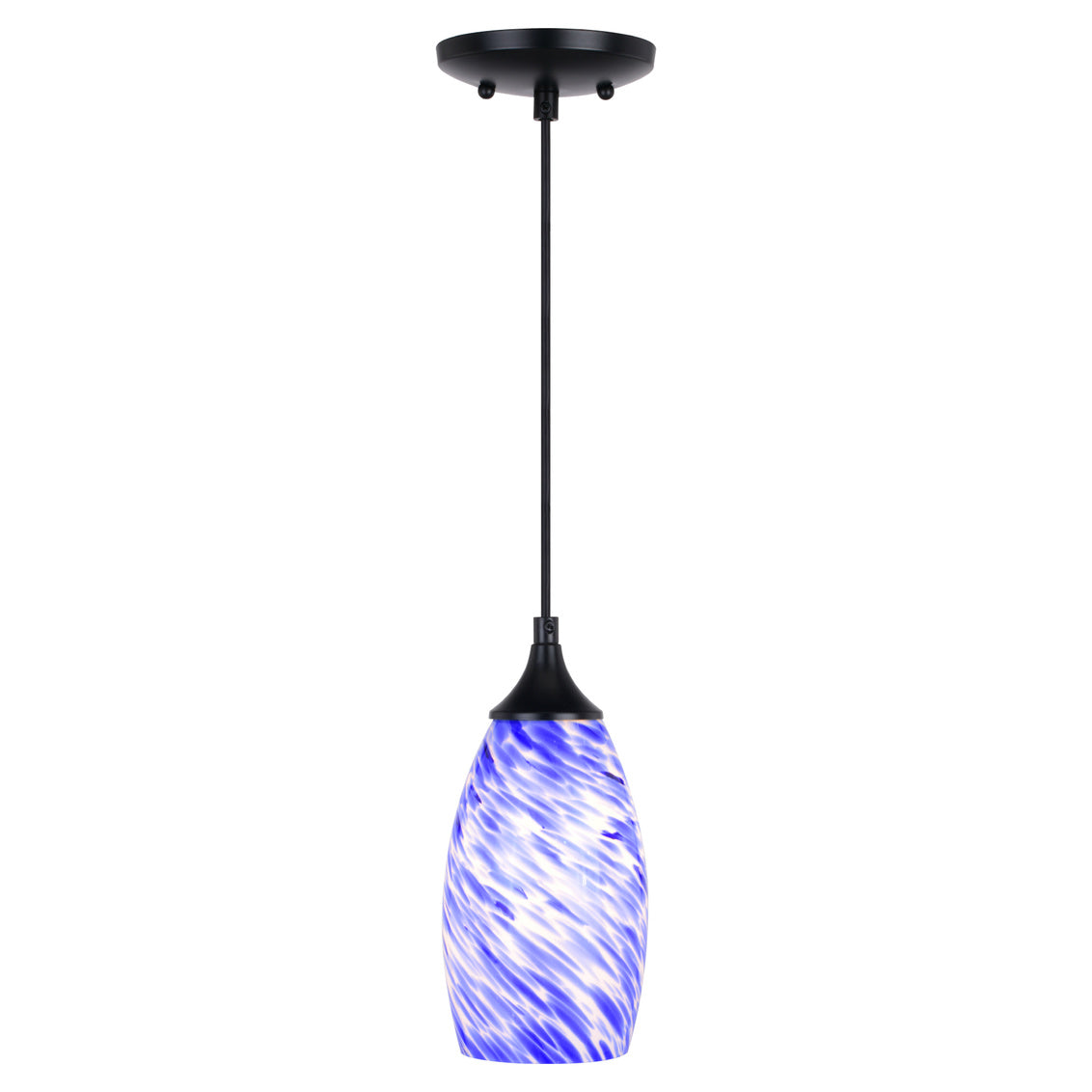 Vaxcel Milano 4.75-in. Mini Pendant Azzura Glass Matte Black
