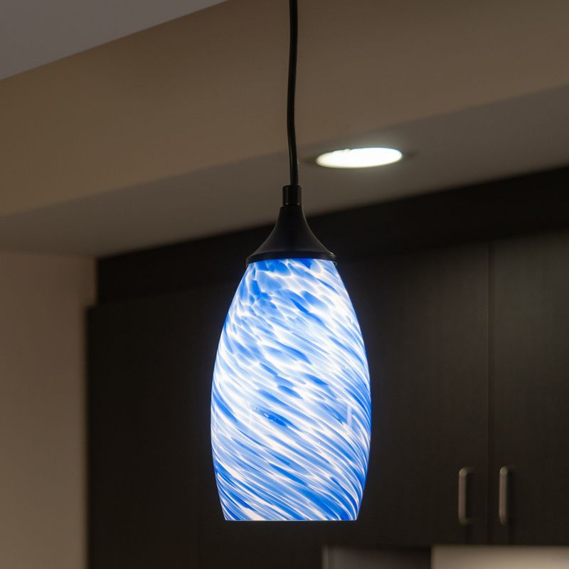 Vaxcel Milano 4.75-in. Mini Pendant Azzura Glass Matte Black