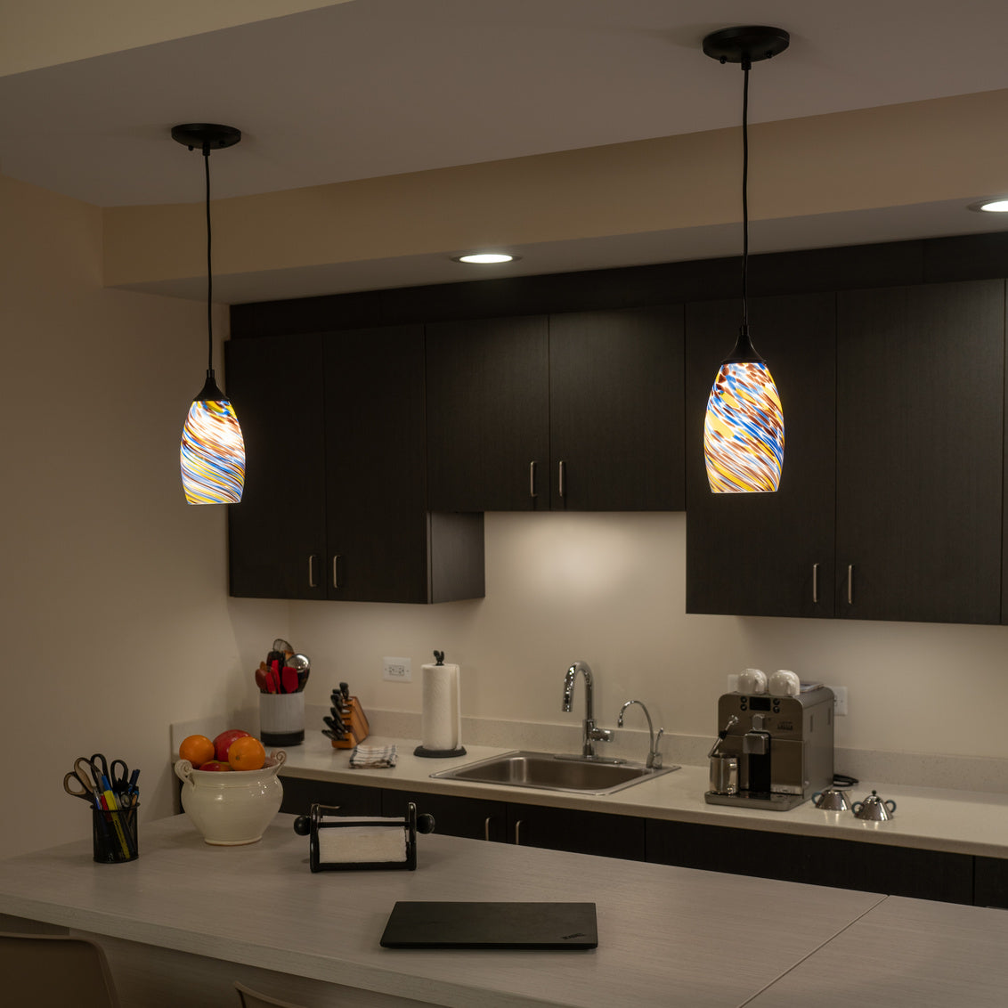 Vaxcel Milano 4.75-in. Mini Pendant Terra Tide Glass Matte Black