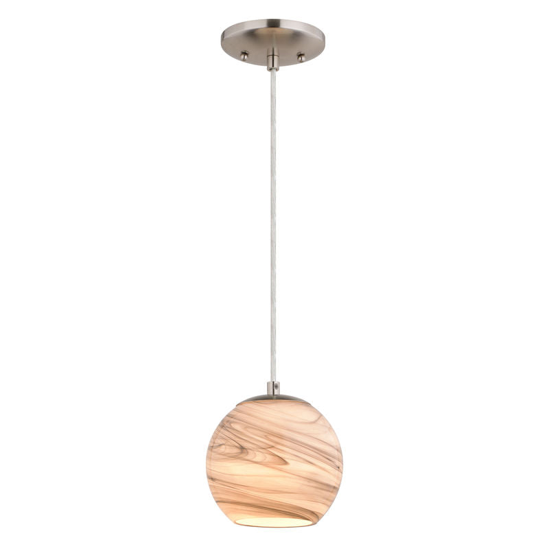 Vaxcel Milano 6.25-in. Mini Pendant Marble Swirl Satin Nickel