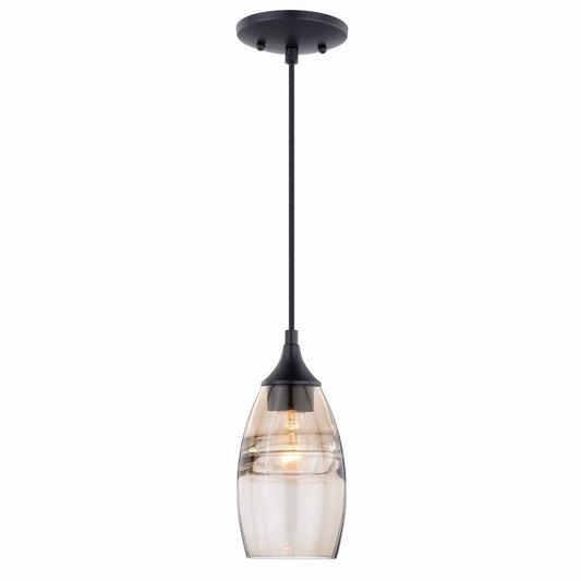 Vaxcel Milano Bronze Mini Pendant Ceiling Light Amber Fog Glass
