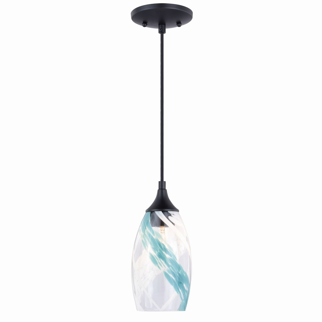 Vaxcel Milano Bronze Mini Pendant Ceiling Light Blue Glass