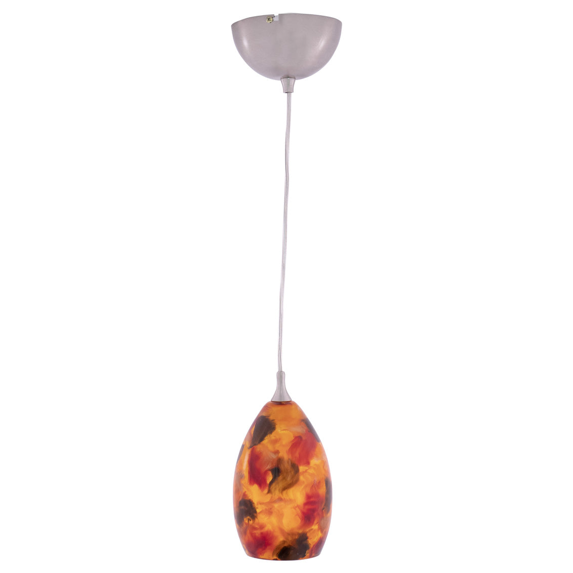 Vaxcel Milano Satin Nickel Mini Pendant Ceiling Light Red Orange Glass