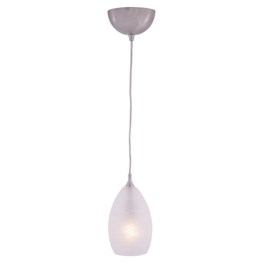 Vaxcel Milano Satin Nickel Mini Pendant Ceiling Light White Glass