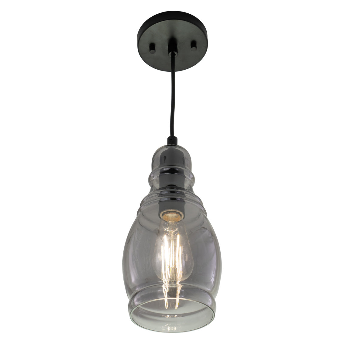 Vaxcel Millie 11.75-in.H Mini Pendant Matte Black with Smoke Glass