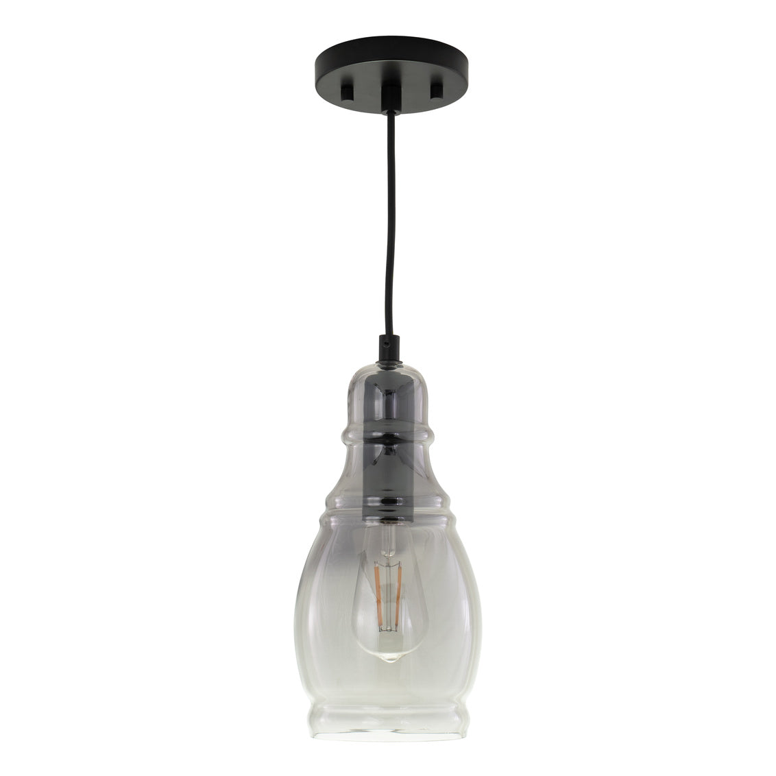 Vaxcel Millie 11.75-in.H Mini Pendant Matte Black with Smoke Glass