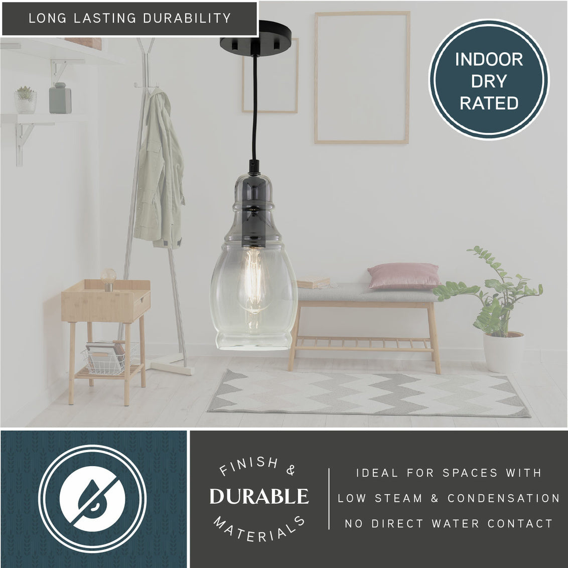 Vaxcel Millie 11.75-in.H Mini Pendant Matte Black with Smoke Glass