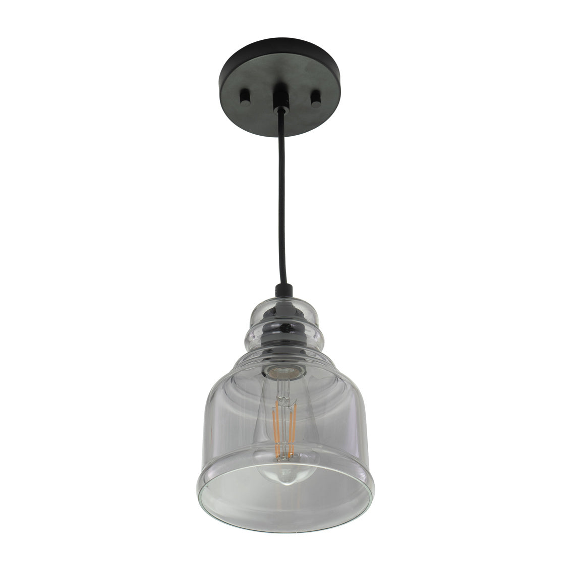 Vaxcel Millie 8.25-in.H Mini Pendant Matte Black with Smoke Glass
