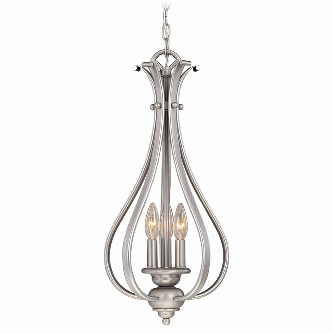Vaxcel Monrovia 3-Light Brushed Nickel Teardrop Candle Pendant