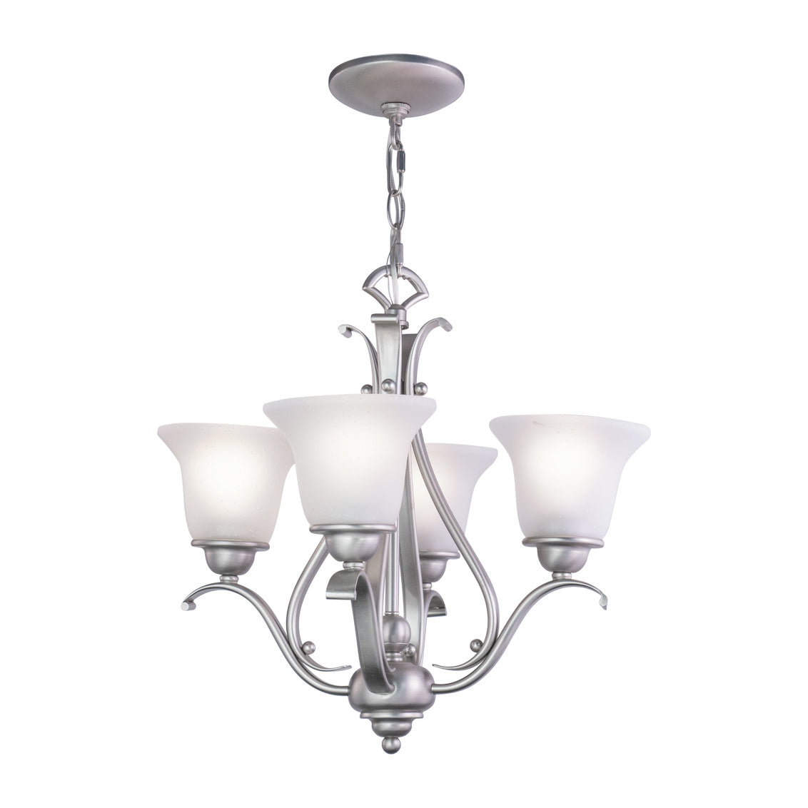 Vaxcel Monrovia 4-Light Brushed Nickel Mini Chandelier White Glass