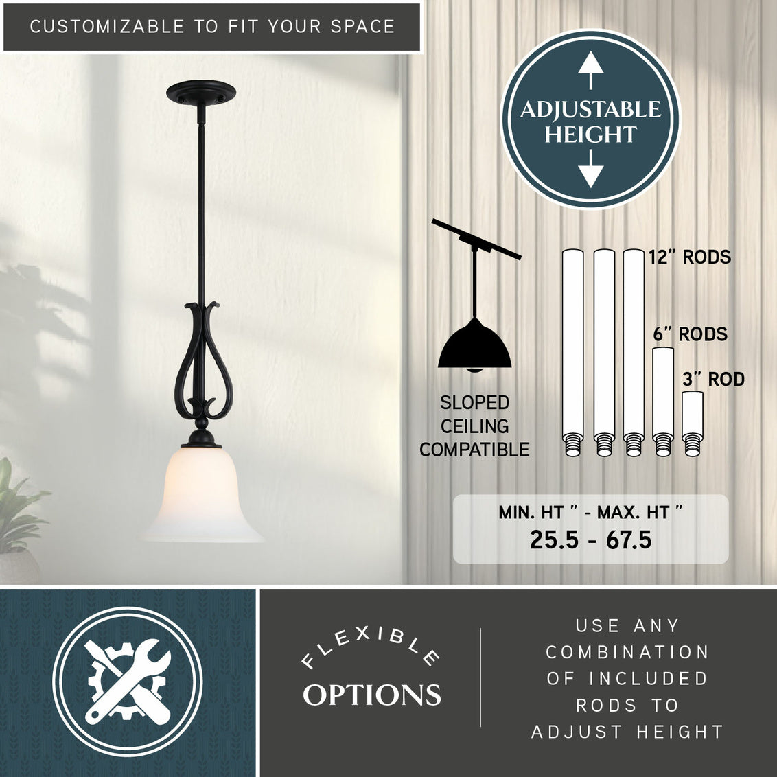 Vaxcel Monrovia 8.75-in. Mini Pendant Oil Rubbed Bronze