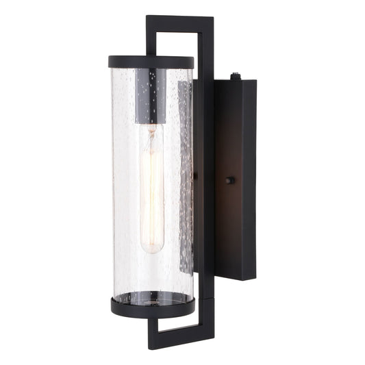 Vaxcel Morgan Park 16" H 1-Light Black Dusk-to-Dawn Contemporary Outdoor Wall Lantern Clear Glass