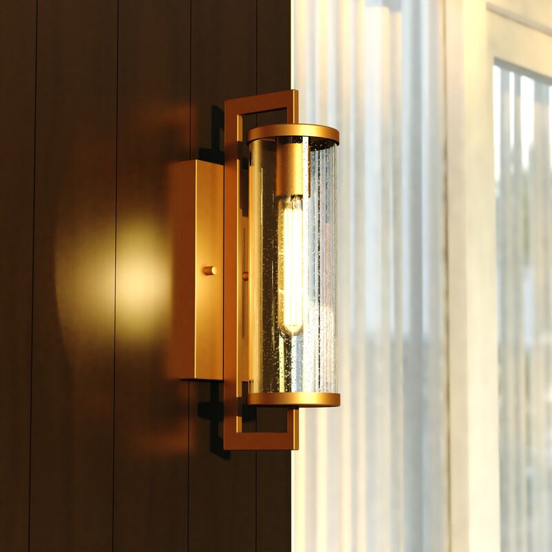 Vaxcel Morgan Park 16-in. H Outdoor Wall Light Warm Brass
