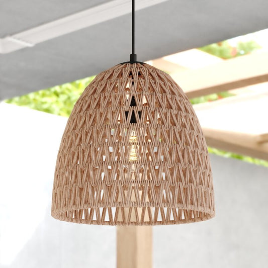 Vaxcel Nassau 14-in. 1 Light Pendant Matte Black and Natural Rope