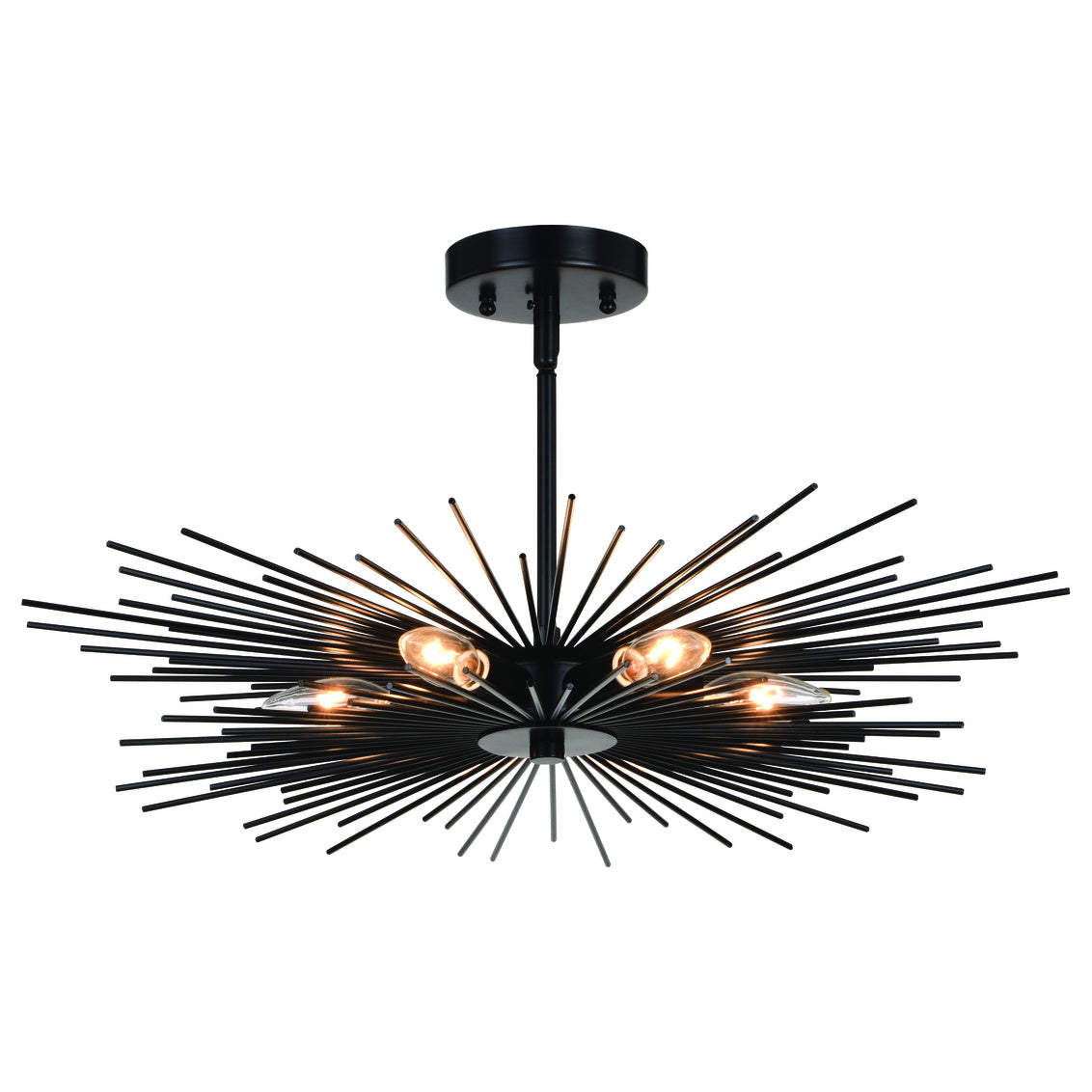 Vaxcel Nikko 24" W Black Mid-Century Modern Semi Flush Mount Ceiling Light
