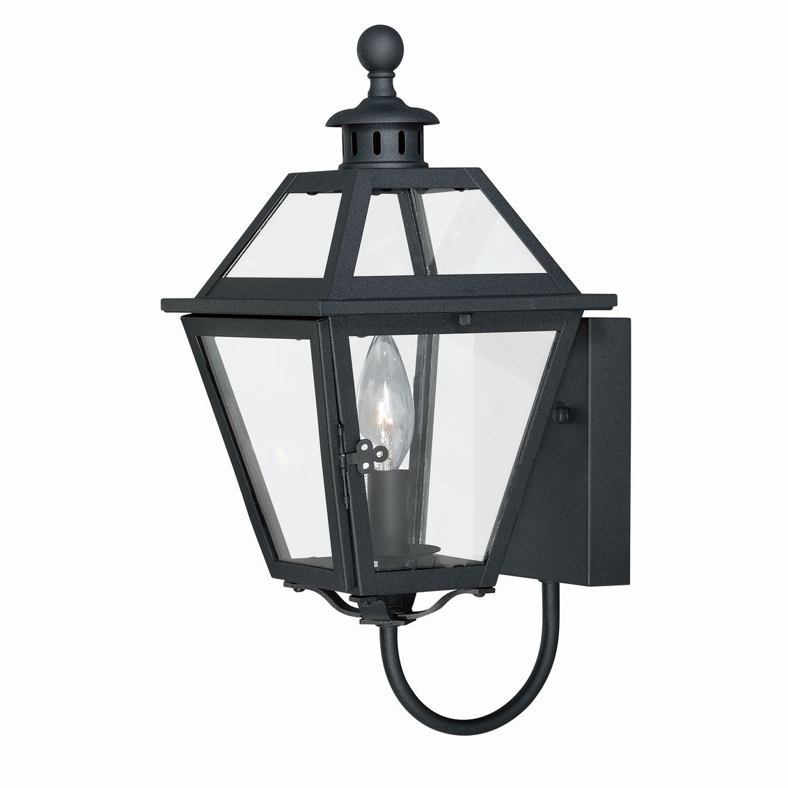 Vaxcel Nottingham 1-Light Black Empire Outdoor Wall Lantern Clear Glass