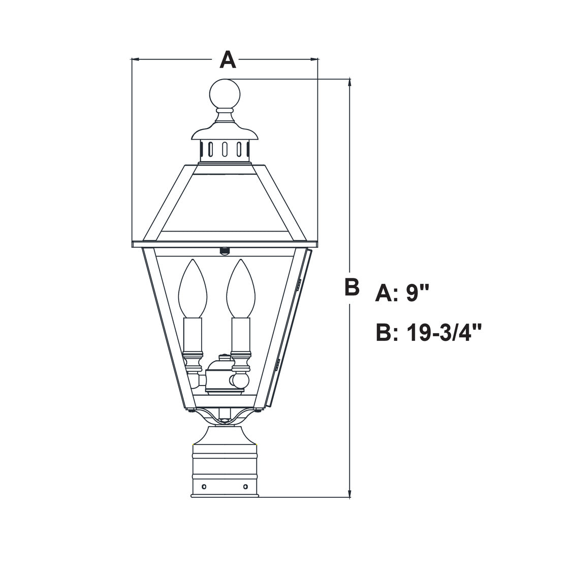 Vaxcel Nottingham 3-Light Black Outdoor Empire Post Light Clear Glass