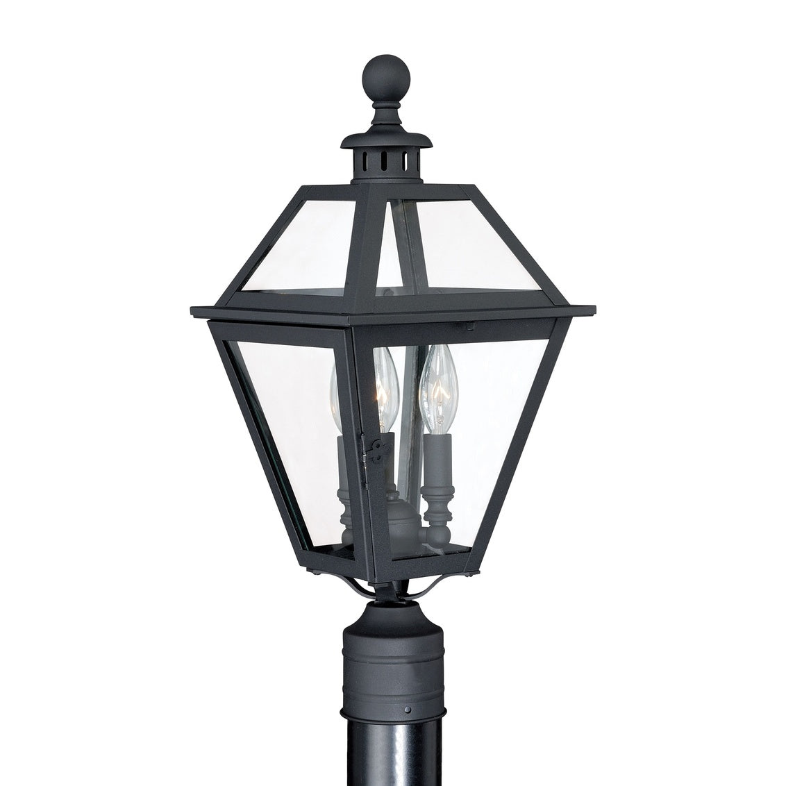 Vaxcel Nottingham 3-Light Black Outdoor Empire Post Light Clear Glass
