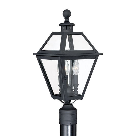 Vaxcel Nottingham 3-Light Black Outdoor Empire Post Light Clear Glass