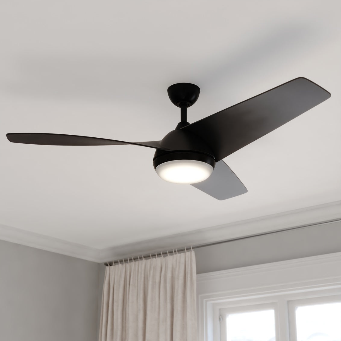 Vaxcel Odell Black Contemporary Propeller Ceiling Fan with"tegrated LED Light Kit and Remote