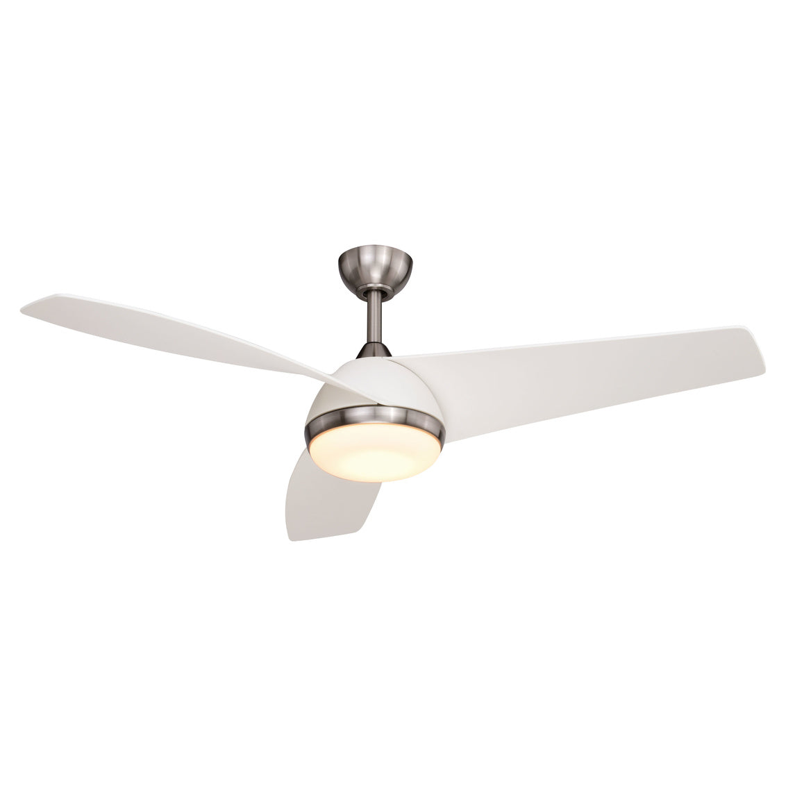 Vaxcel Odell White and Brushed Nickel Propeller Ceiling Fan with"tegrated LED Light Kit and Remote
