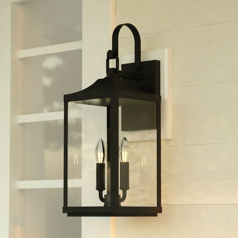 Vaxcel Old Town 7-in. W 2 Light Outdoor Wall Light Textured Black