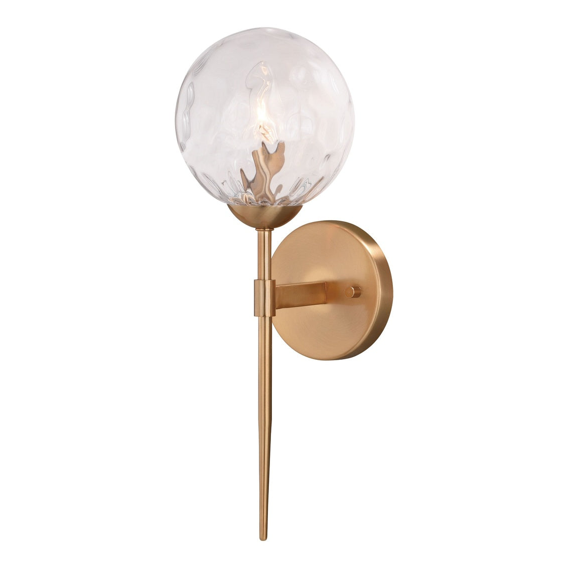 Vaxcel Olson 1-Light Brass Mid-Century Modern Wall Sconce Clear Globe Glass