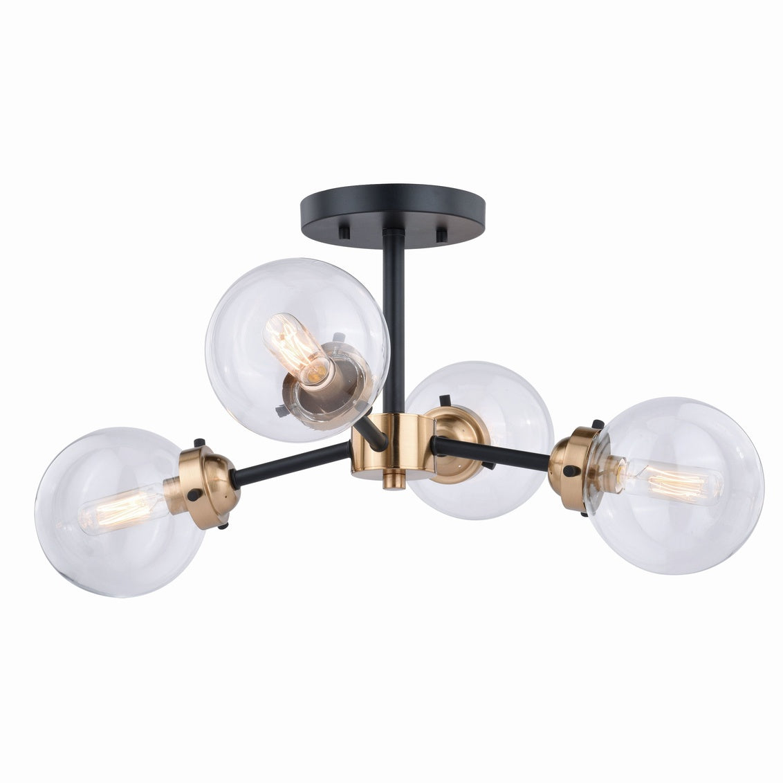 Vaxcel Orbit 20" W Bronze Gold Industrial Sputnik Semi Flush Mount Ceiling Light Clear Glass