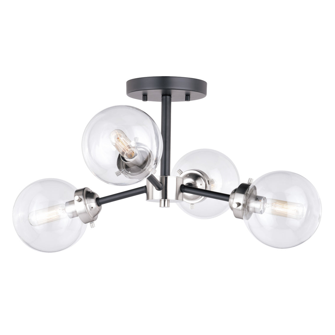 Vaxcel Orbit 20" W Nickel Industrial Sputnik Semi Flush Mount Ceiling Light Clear Glass