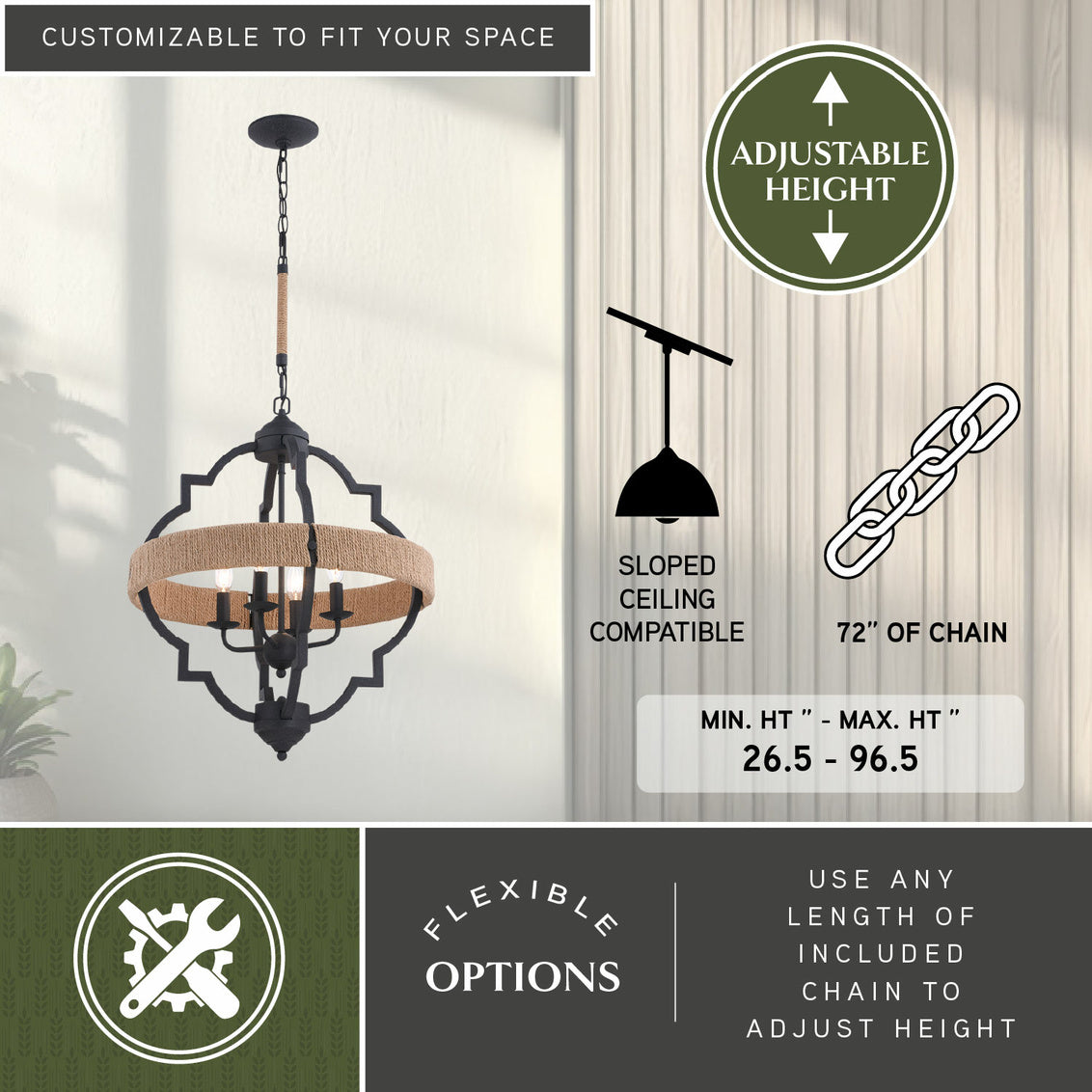 Vaxcel Oslo 16.25-in Semi Flush Ceiling Light or Pendant (Dual Mount) Black and Natural Brass
