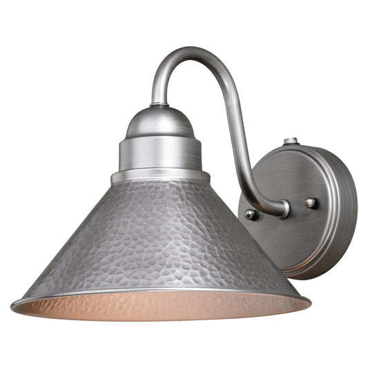 Vaxcel Outland 1-Light Dusk-to-Dawn Pewter Farmhouse Barn Dome Outdoor Wall Lantern