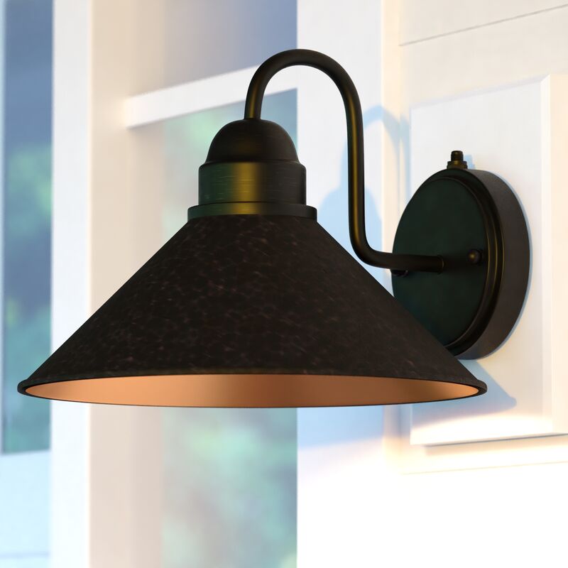 Vaxcel Outland 12-in Outdoor Wall Light Aged Iron and Light Gold