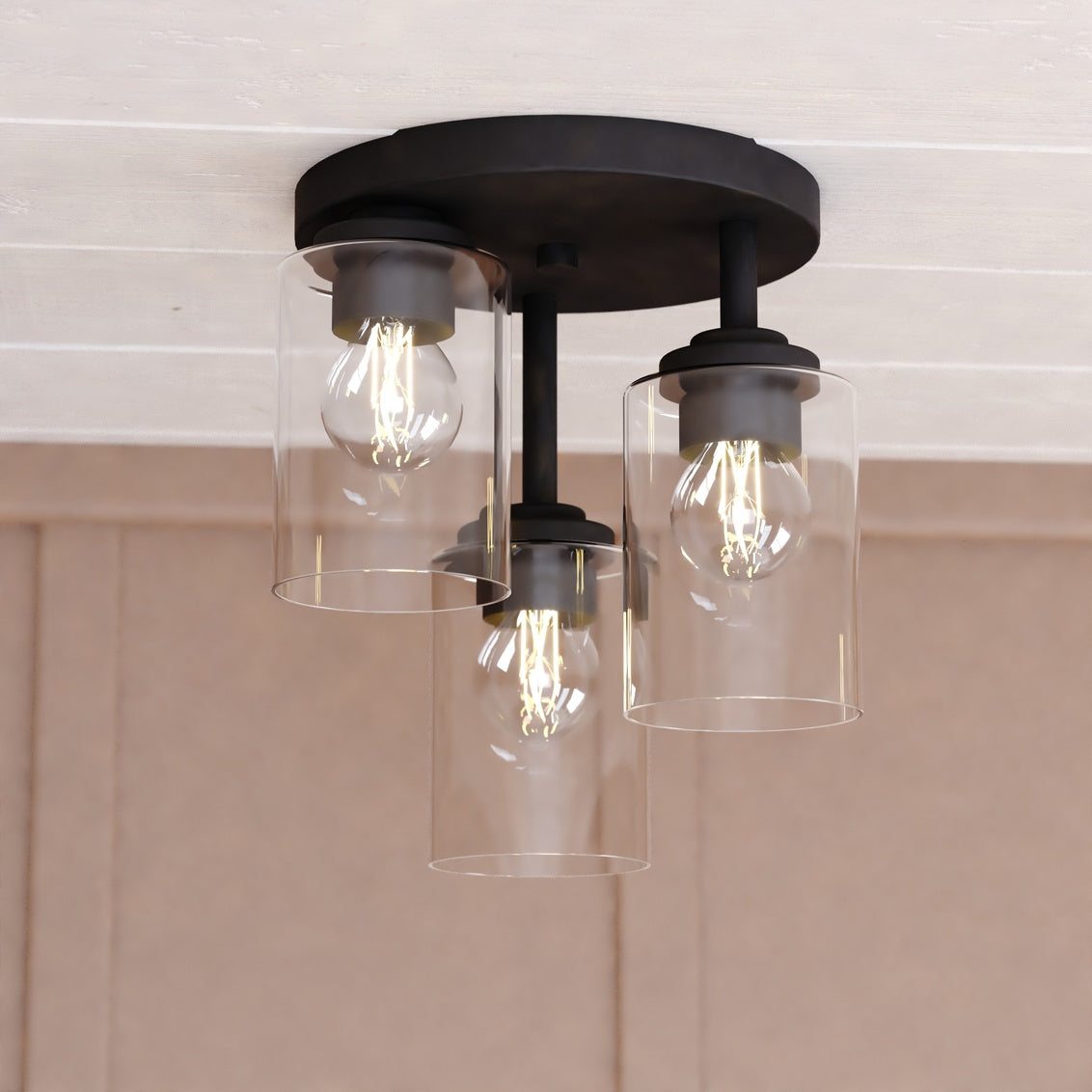 Vaxcel Park Ridge 10.5-in. W 3 Light Flush Mount Satin Nickel